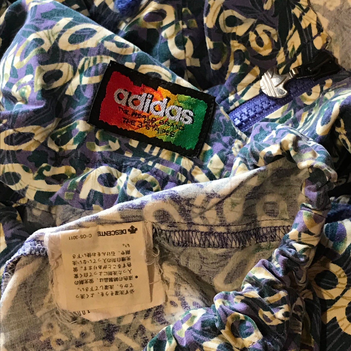 90s Adidas Wavy Repeat Spellout AOP jacket