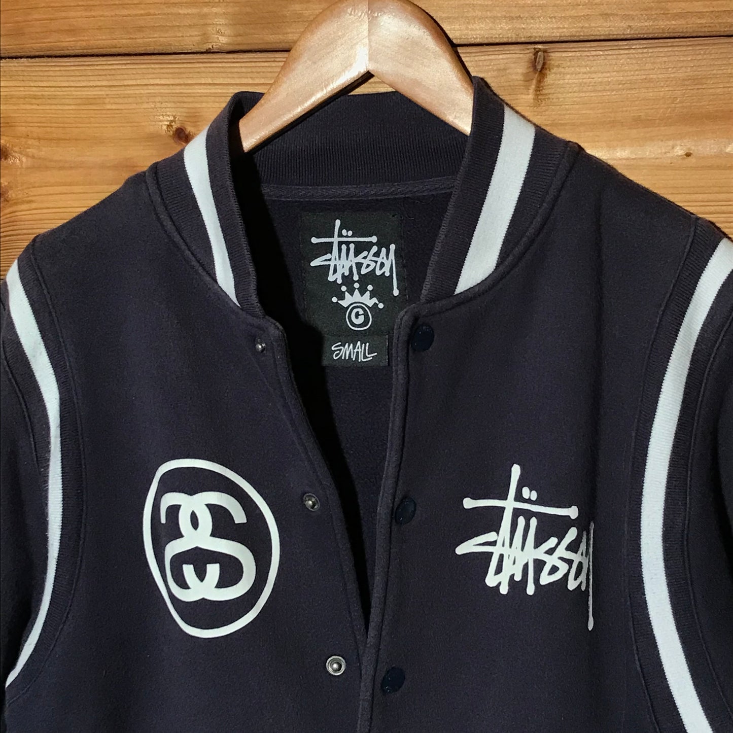 Stüssy World Tour Double Spellout varsity jacket