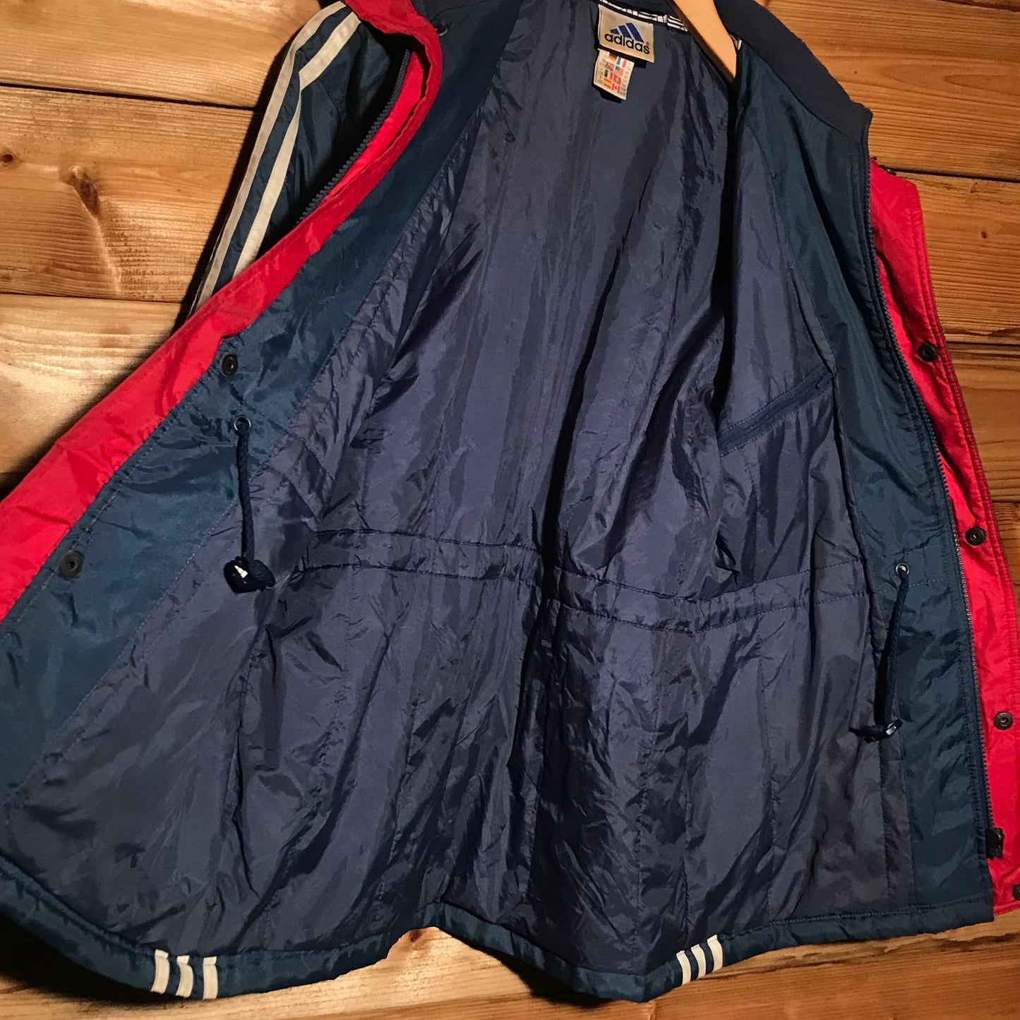 90s Adidas Piping Striped down jacket