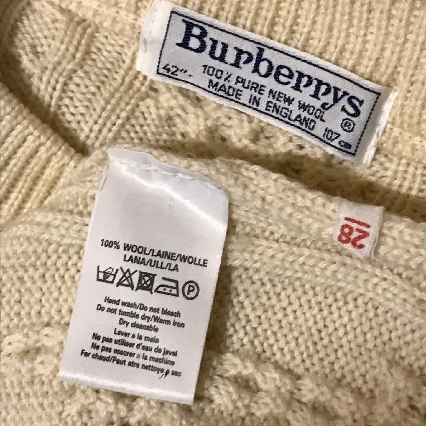 90s Burberry Centre Spellout cable knit sweatshirt