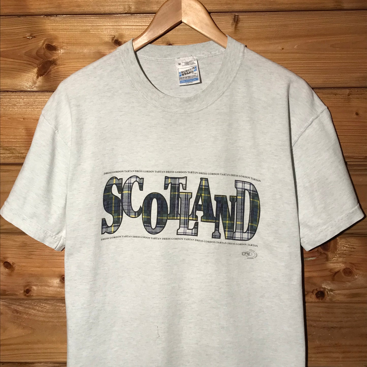 90s Scotland Gordon Dress Tartan Spellout Souvenir t shirt