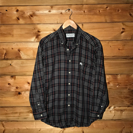 90s Burberry Nova Check Pattern long sleeve button up shirt