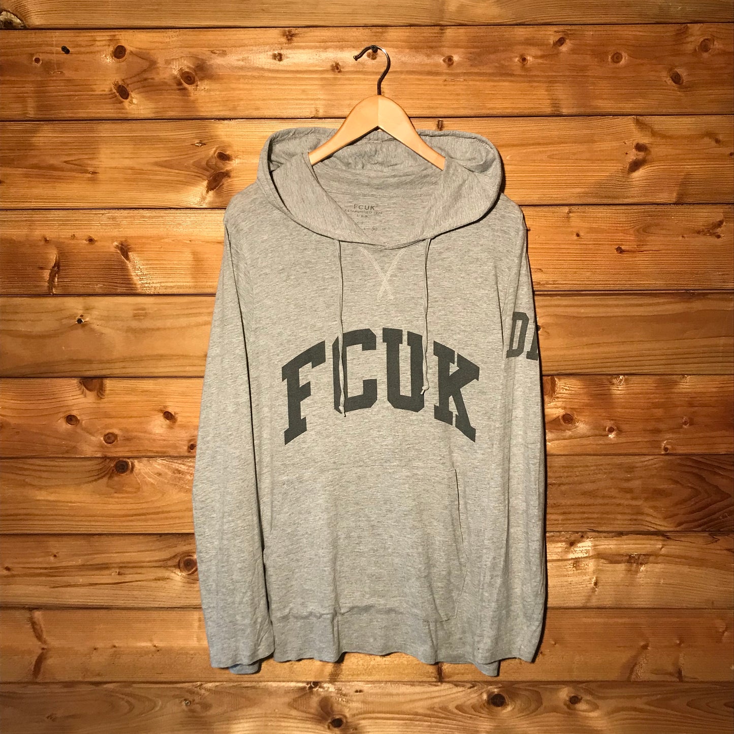 French Connection FCUK Spellout hooded long sleeve t shirt