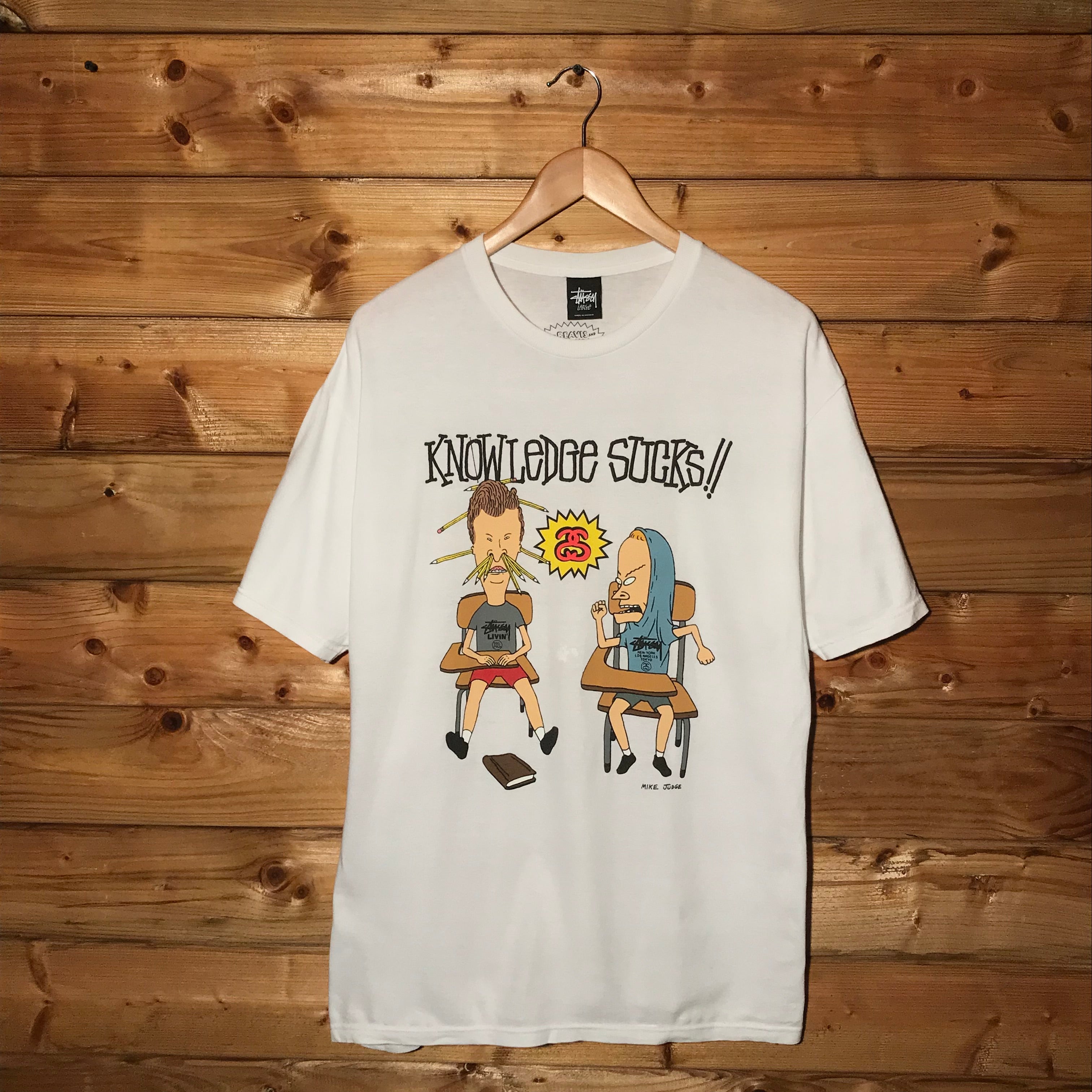 2011 Stussy x MTV Beavis And Butt head Knowledge Sucks t shirt HeresWear