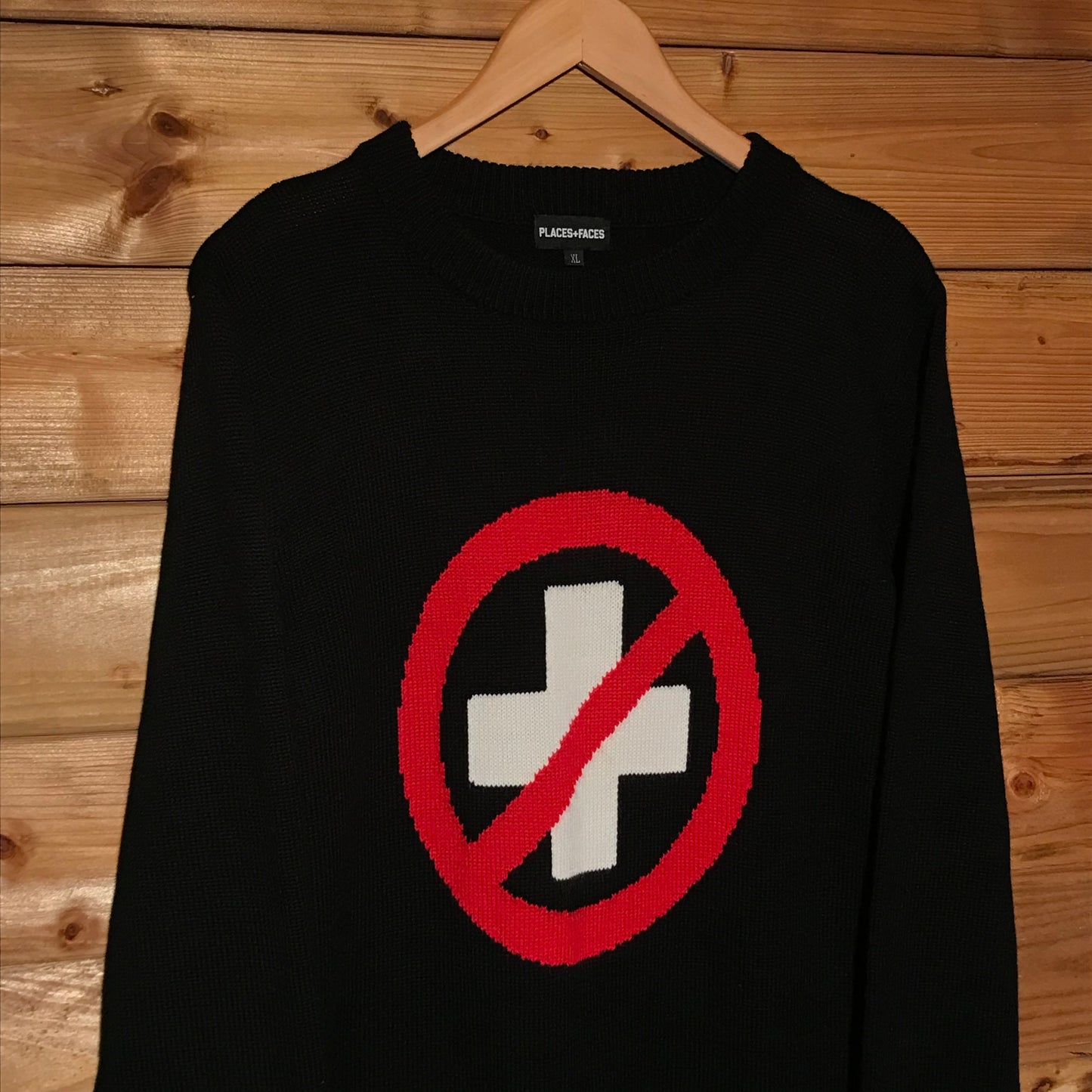 Places + Faces Caution Symbol knit sweatshirt