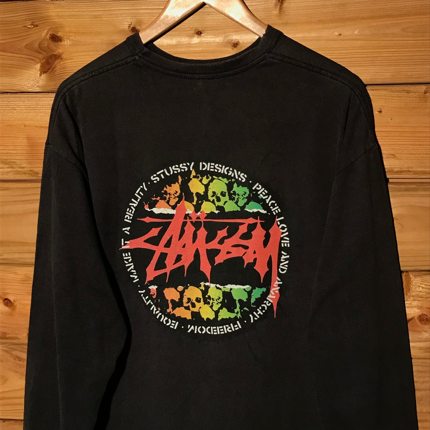 Stüssy Gradient Skulls Double Script Spellout long sleeve t shirt