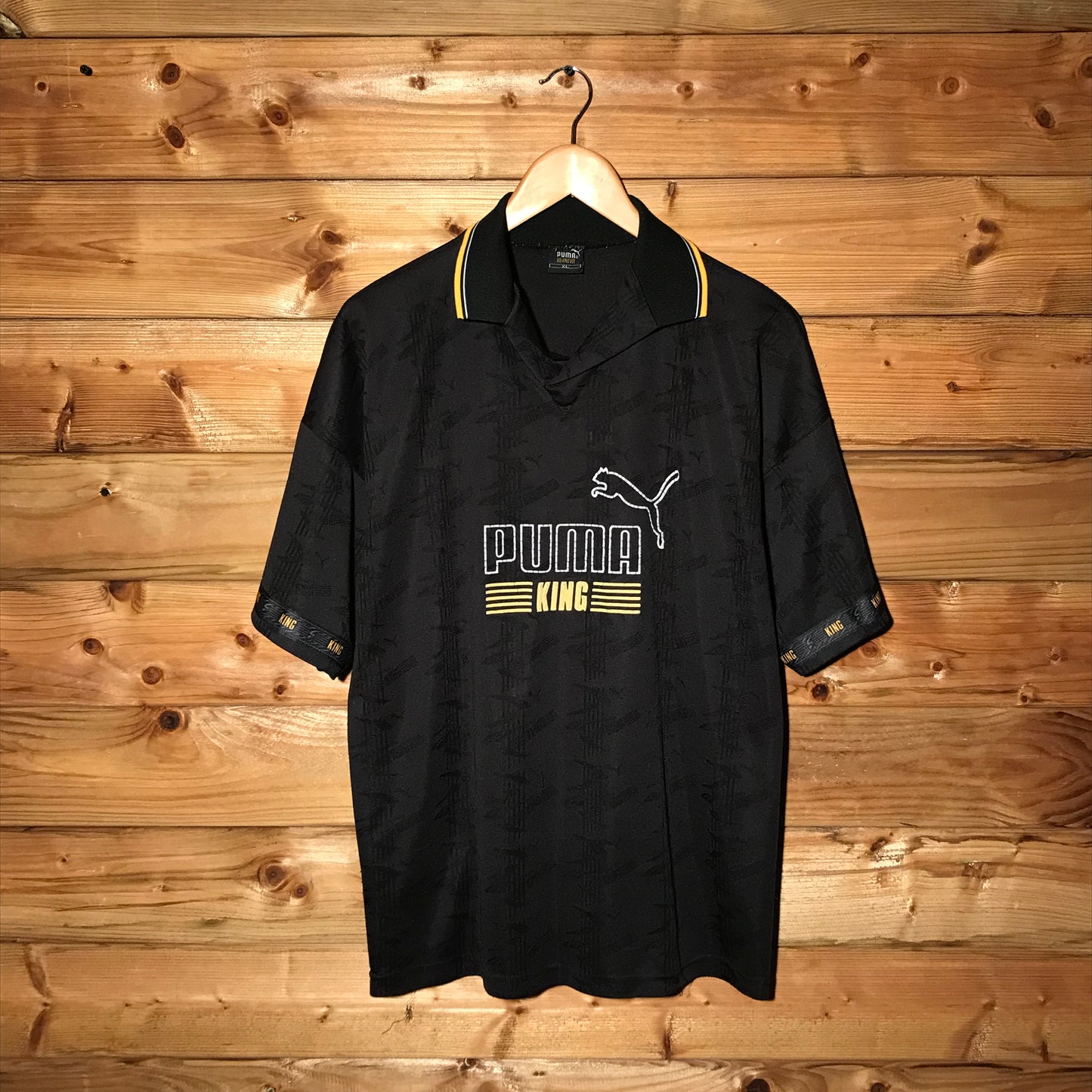 90s Puma King Spellout Tonal Print polo t shirt