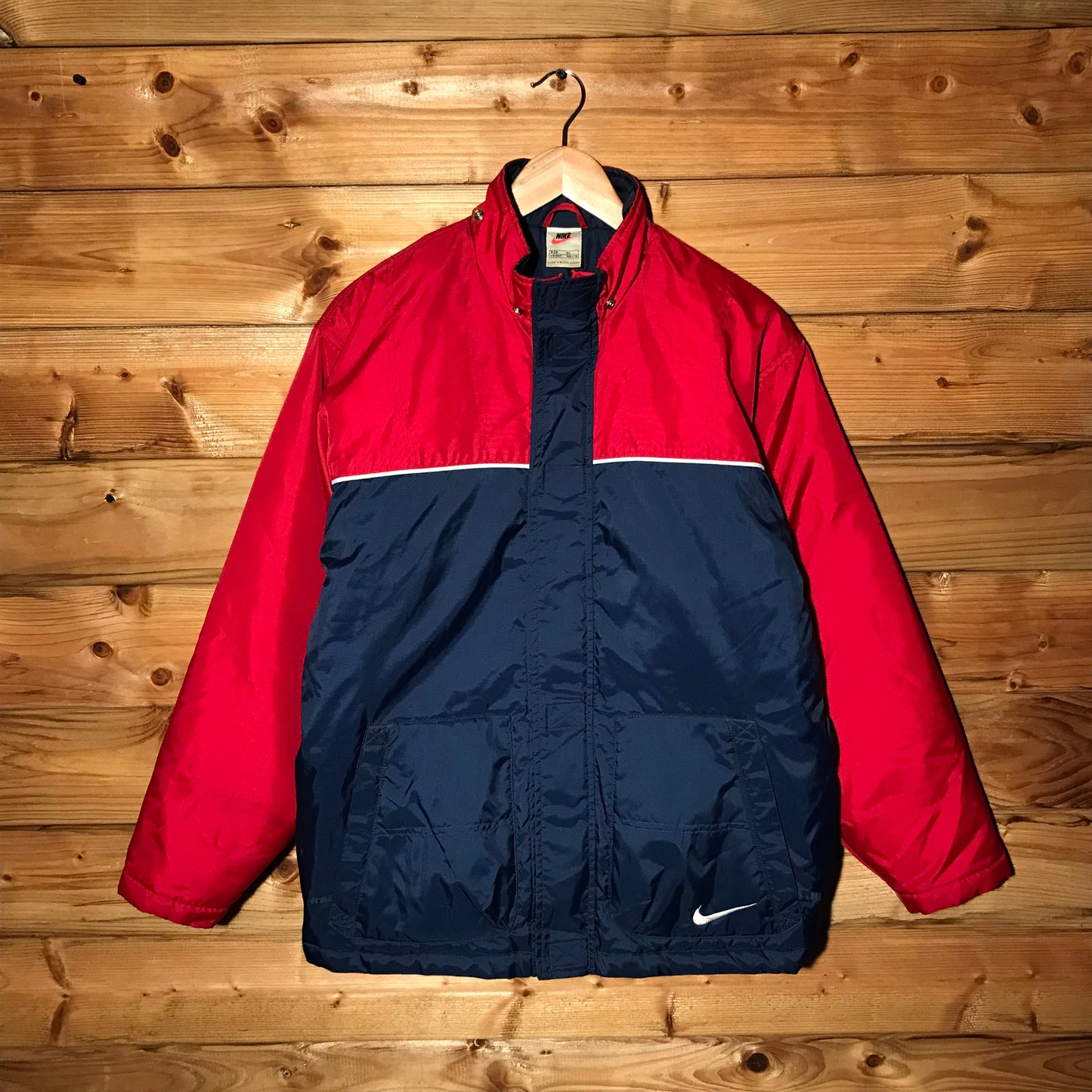 90s Nike Piping Split Double Swoosh down jacket