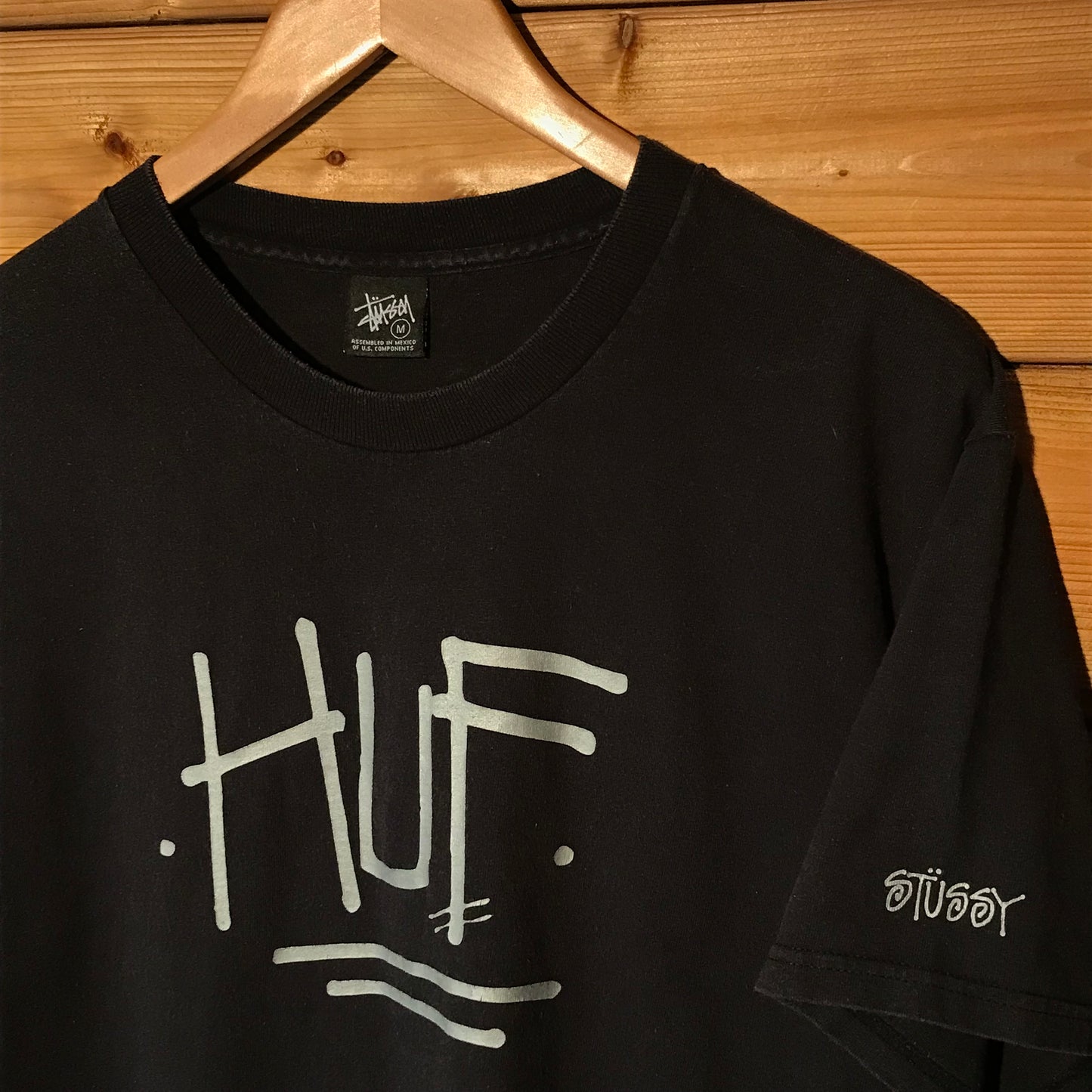 2006 Stüssy x HUF Centre Script Spellout t shirt