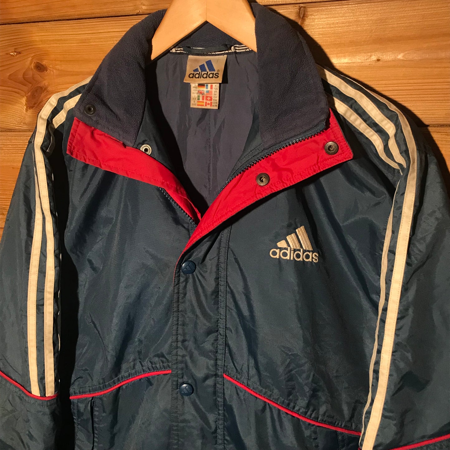 90s Adidas Piping Striped down jacket