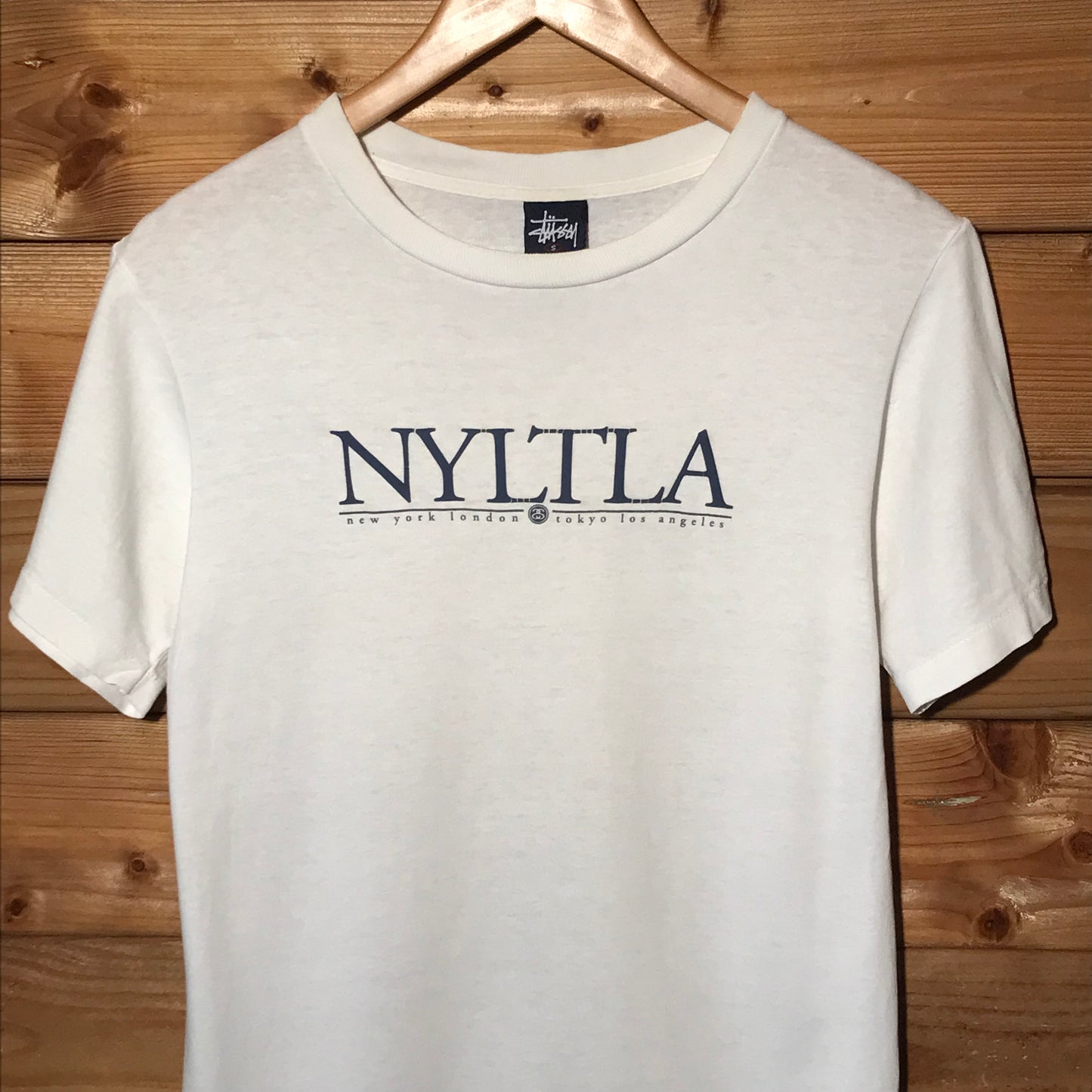 90s Stüssy New York To Los Angeles Spellout t shirt