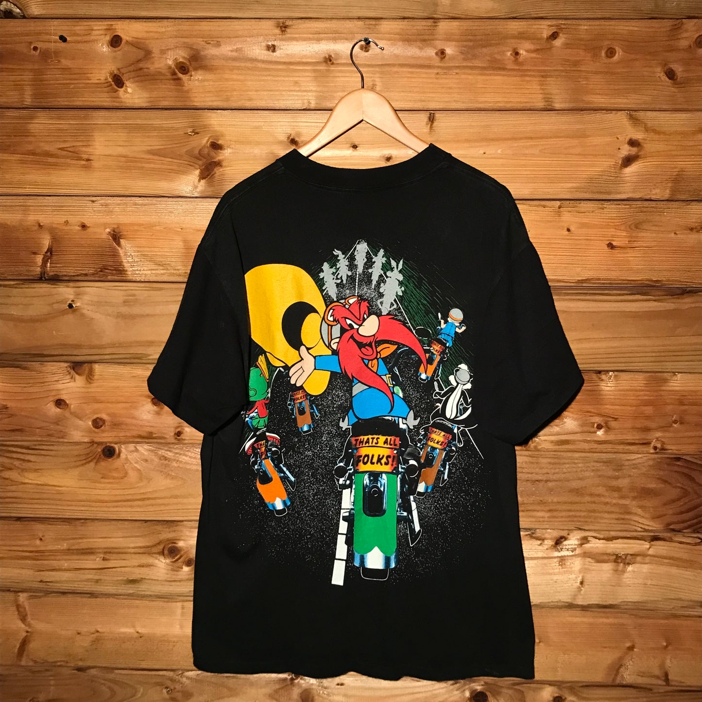 1993 Looney Tunes Motorbike Road Double Sided t shirt