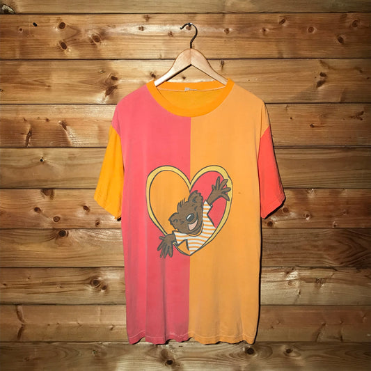 90s Bear Heart Two Tone Split t shirt