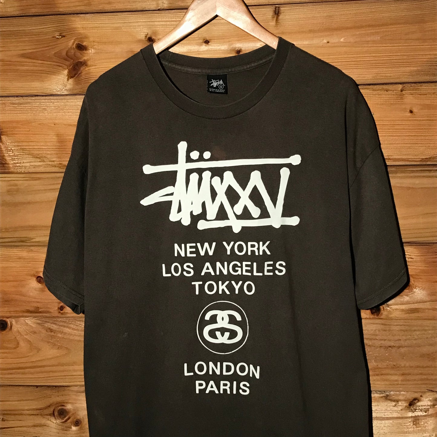 2005 Stüssy 25th Anniversary World Tour Spellout t shirt