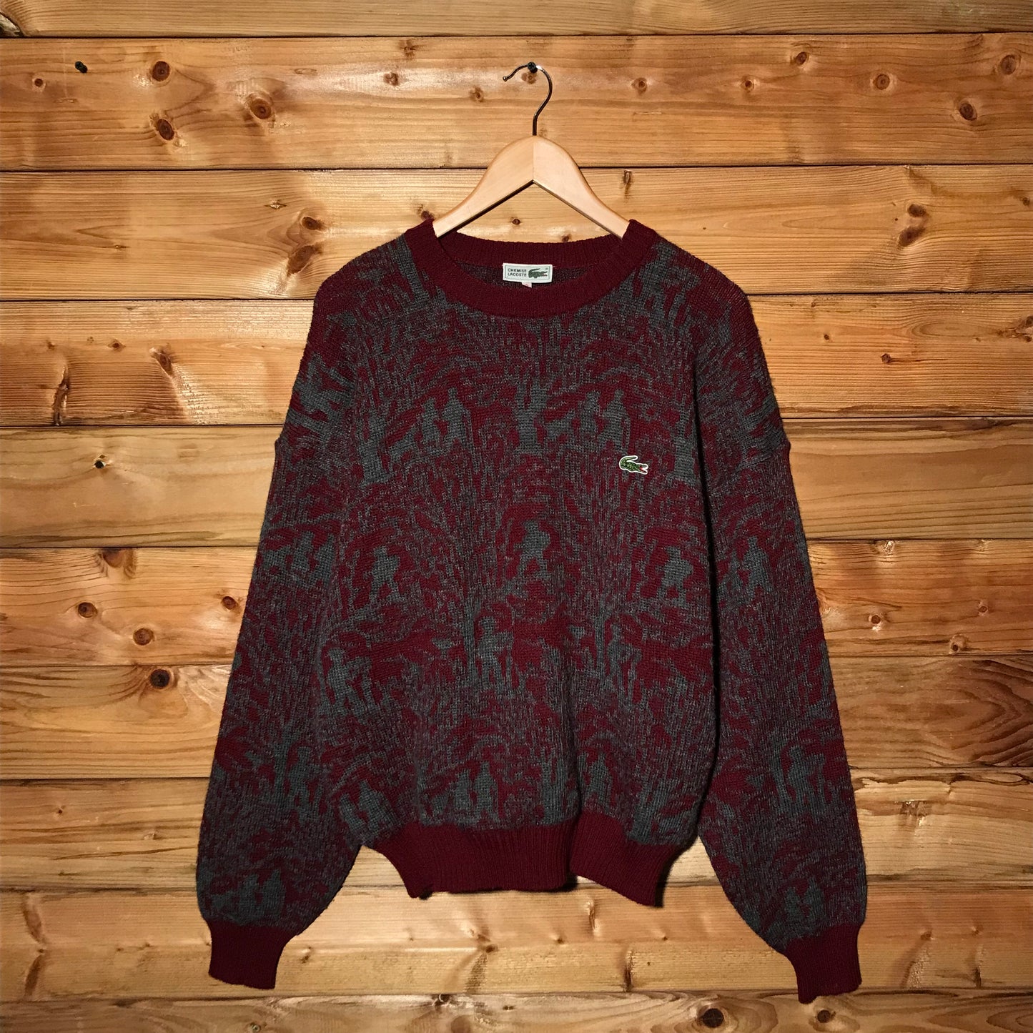 90s Lacoste Abstract Tree AOP knit sweatshirt