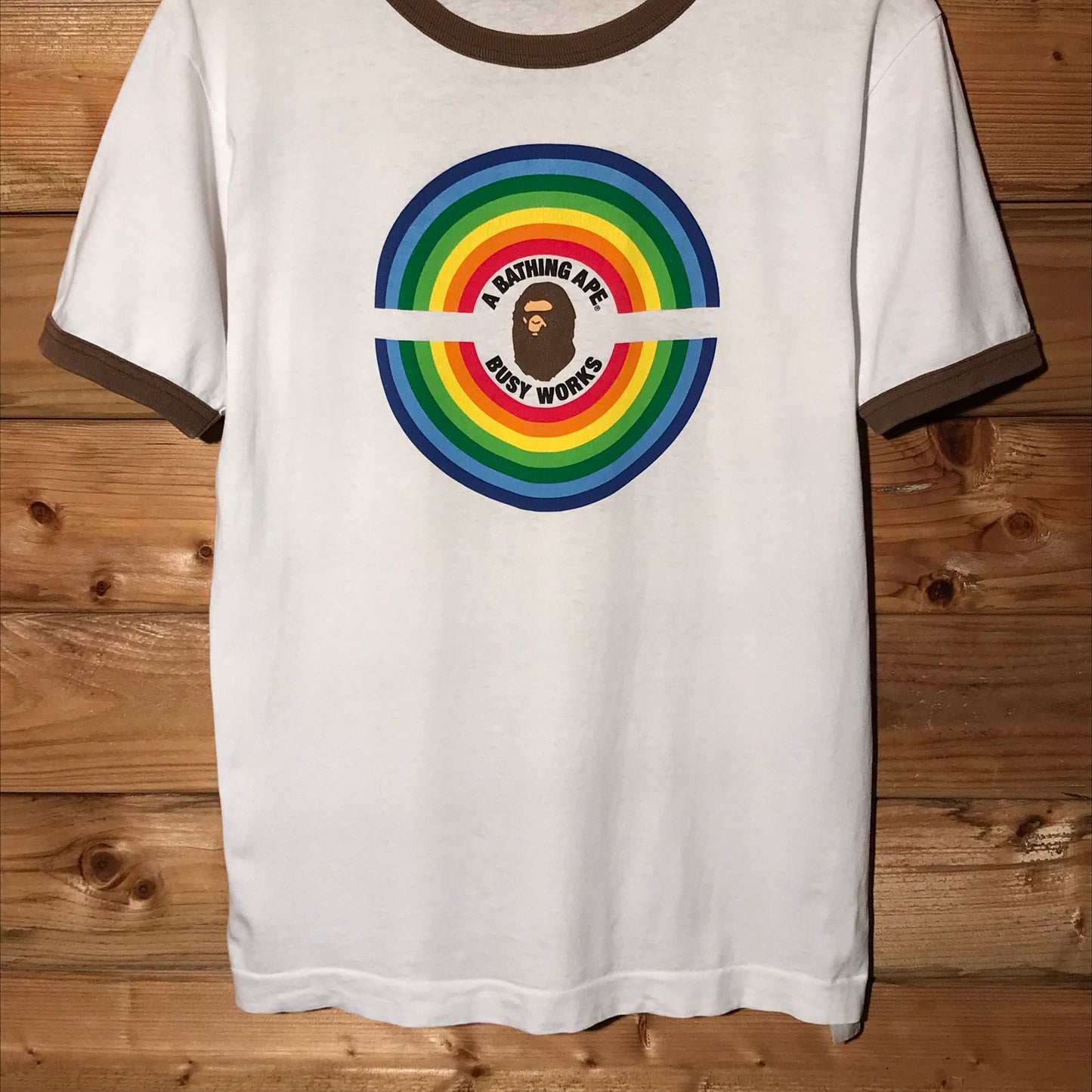 Bape, A Bathing Ape Busy Works Rainbow Circle ringer t shirt