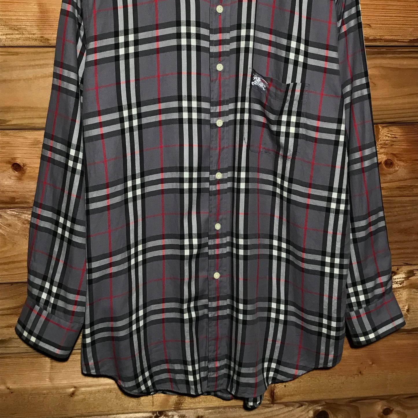 90s Burberry Nova Check Pattern long sleeve button up shirt