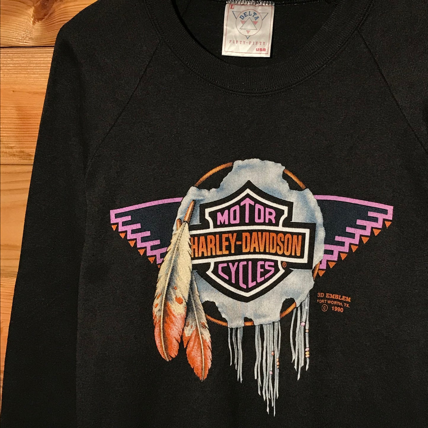 1990 Harley Davidson 3D Emblem Dream Catcher sweatshirt