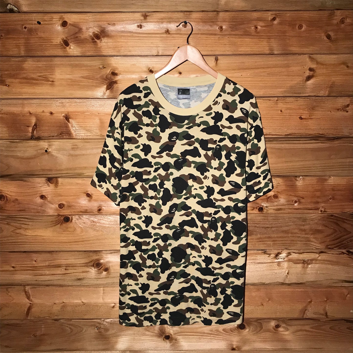 Bape, A Bathing Ape Yellow Camo AOP t shirt