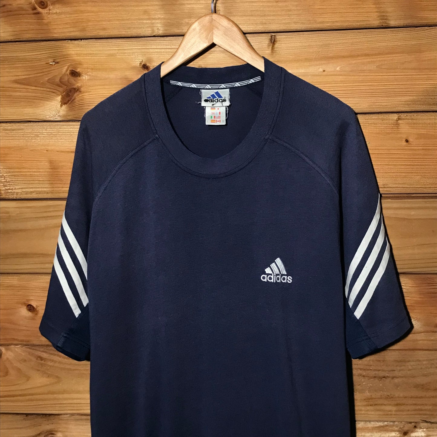 90s Adidas Striped Essentials t shirt