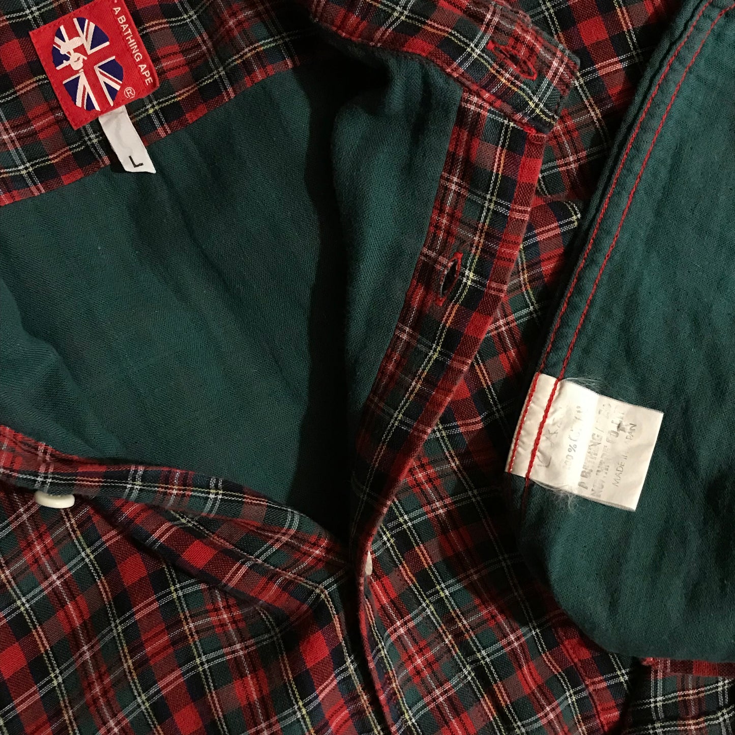 Bape, A Bathing Ape Plaid Tartan button up shirt