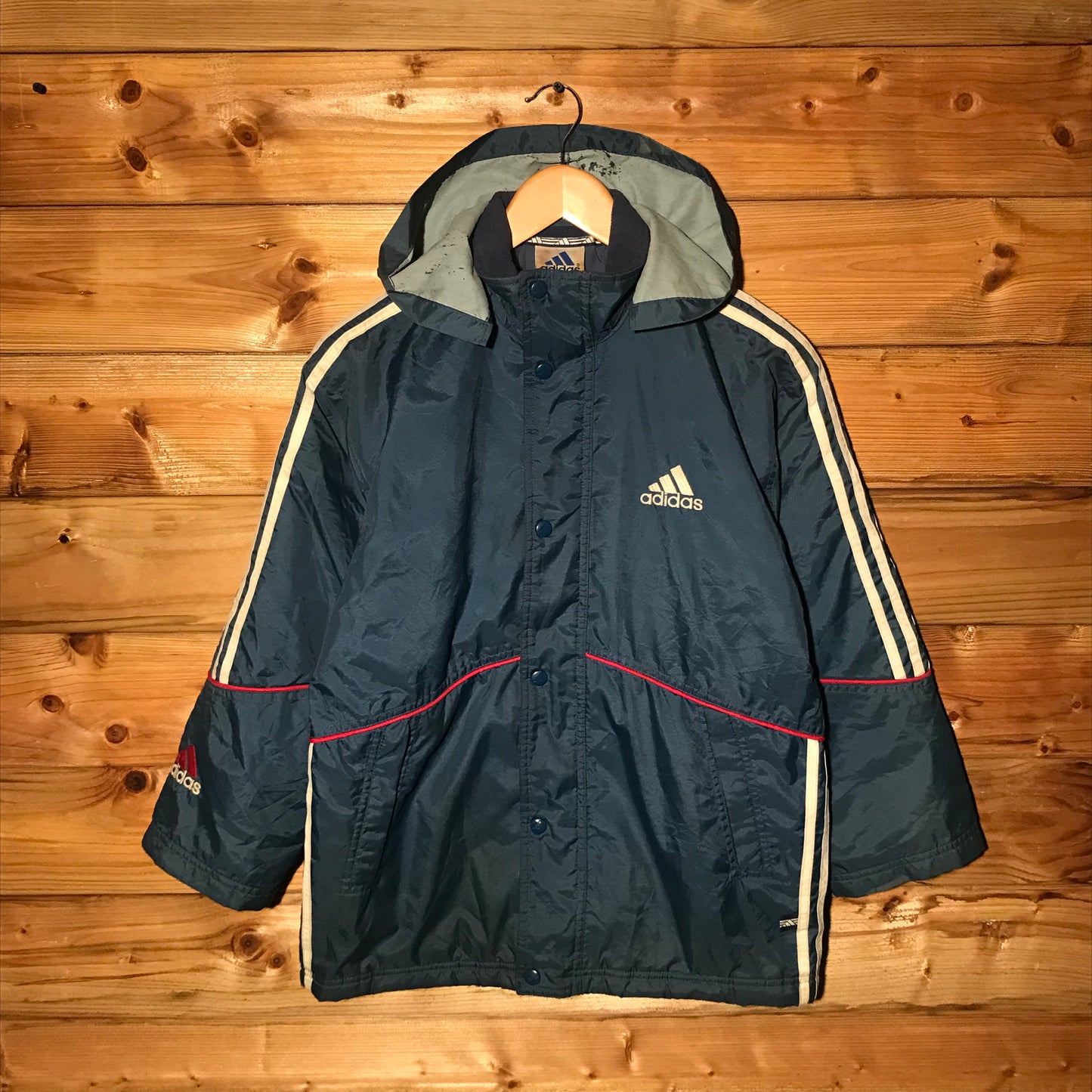 90s Adidas Piping Striped down jacket