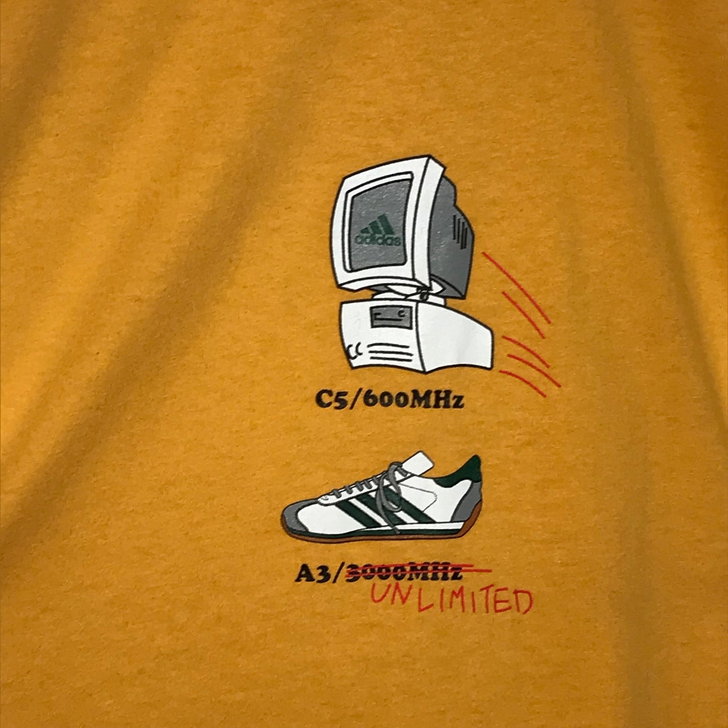 90s Adidas Unlimited Megahertz Shoe t shirt