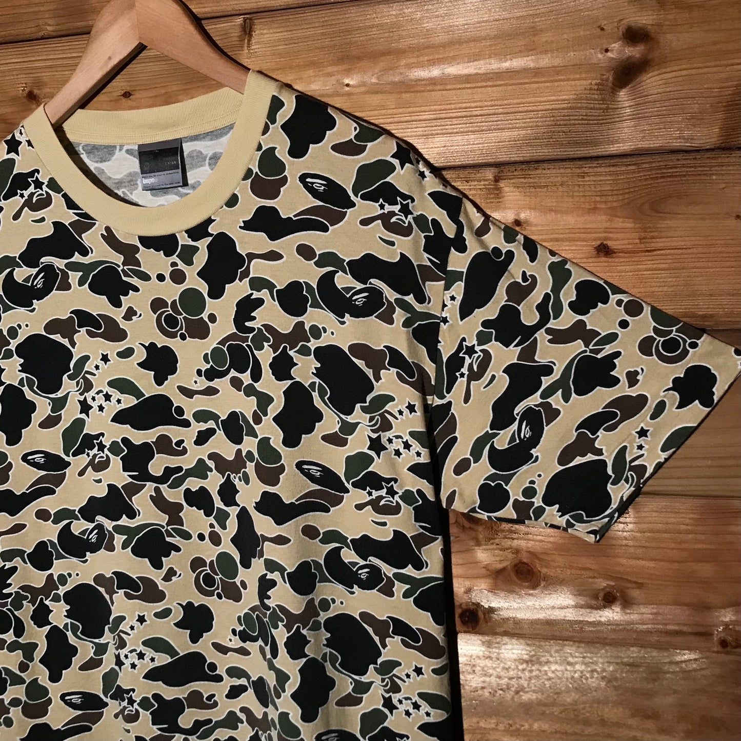 2001 Bape, A Bathing Ape Yellow Psyche Camo AOP t shirt