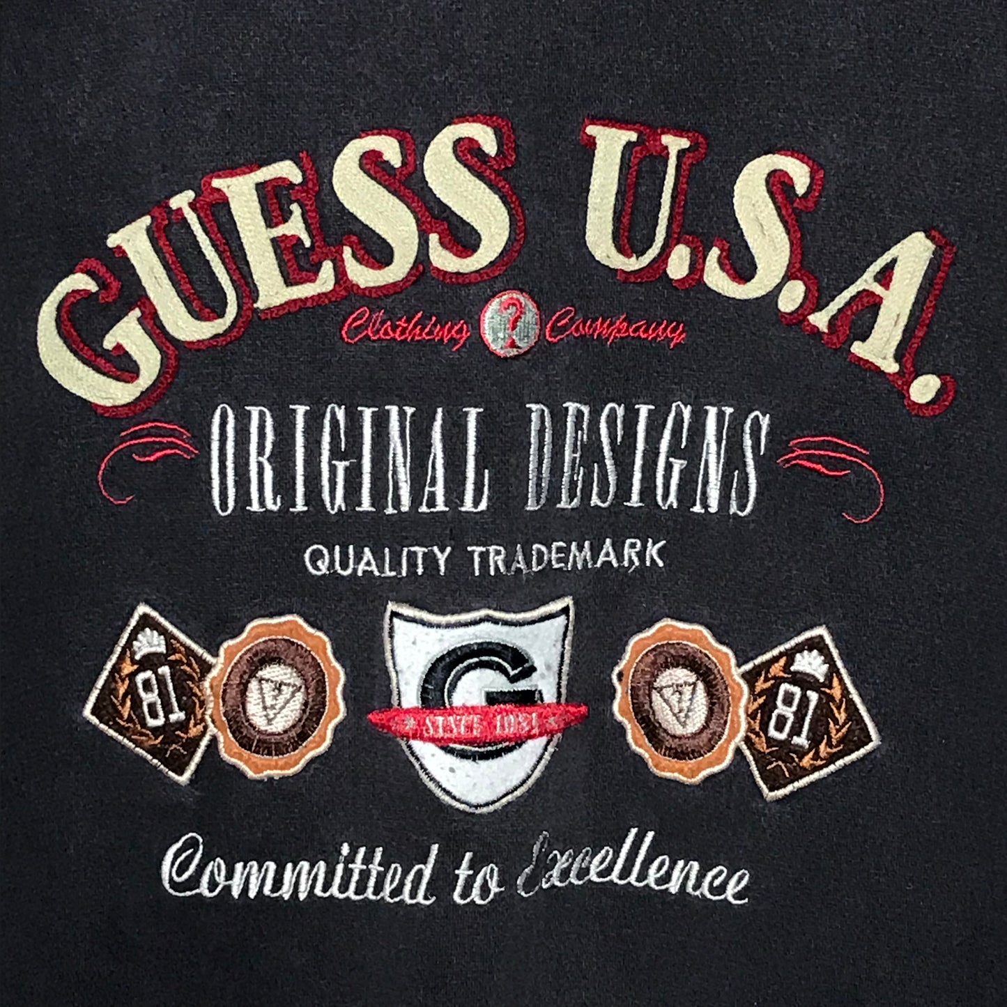 90s Guess USA Arc Spellout Crests hoodie