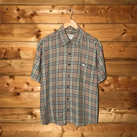 90s Burberry Nova Check Pattern button up shirt