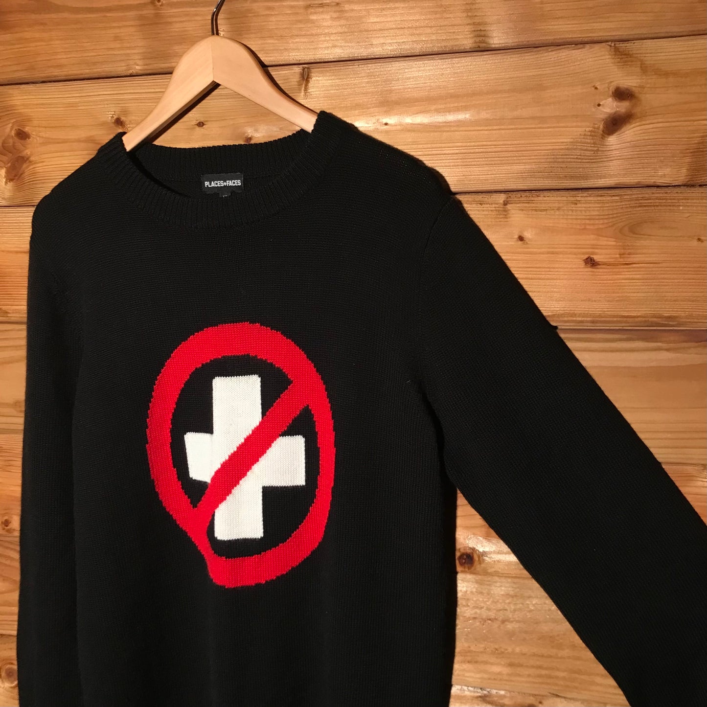 Places + Faces Caution Symbol knit sweatshirt