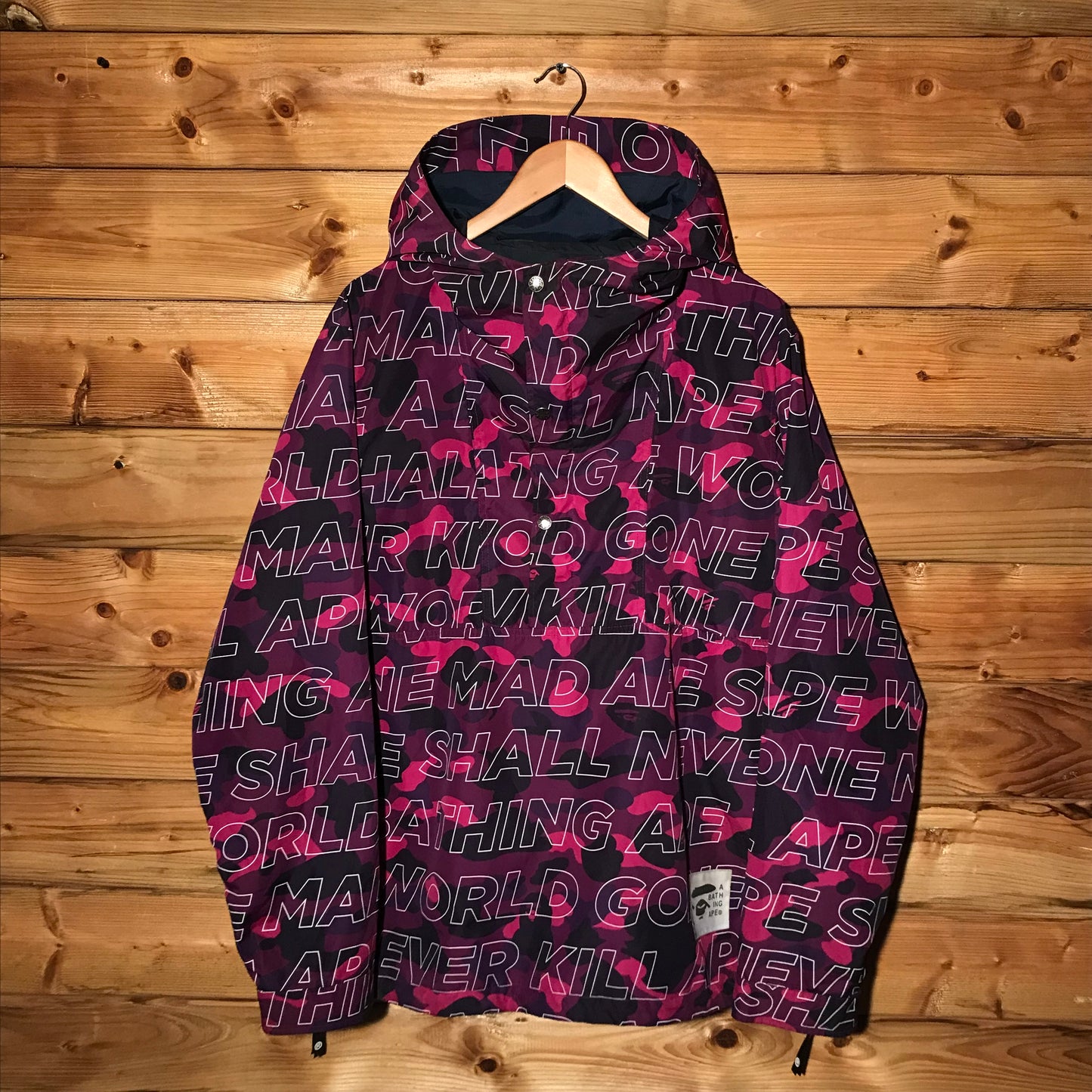 Bape, A Bathing Ape Text Colour Purple Camo anorak jacket