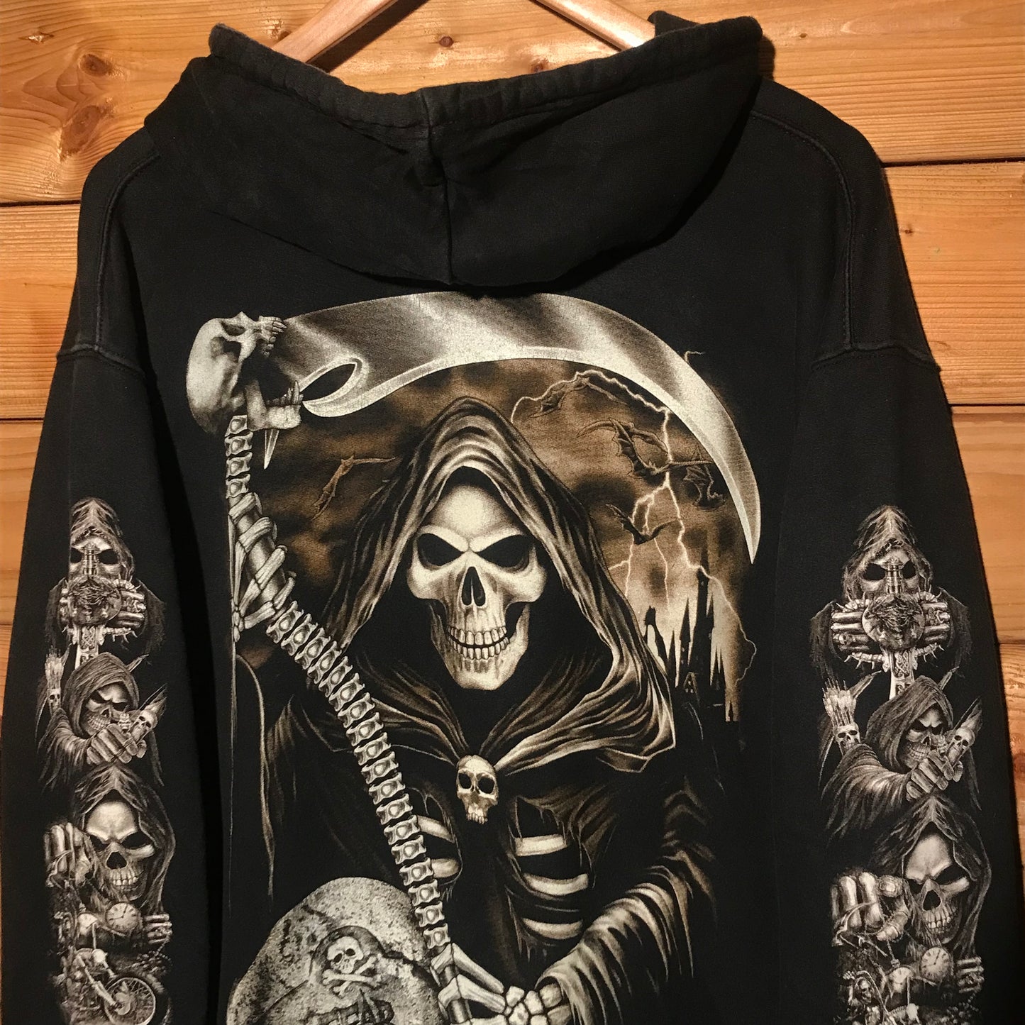 Wild Copyright Grim Reaper Skeleton zip up hoodie