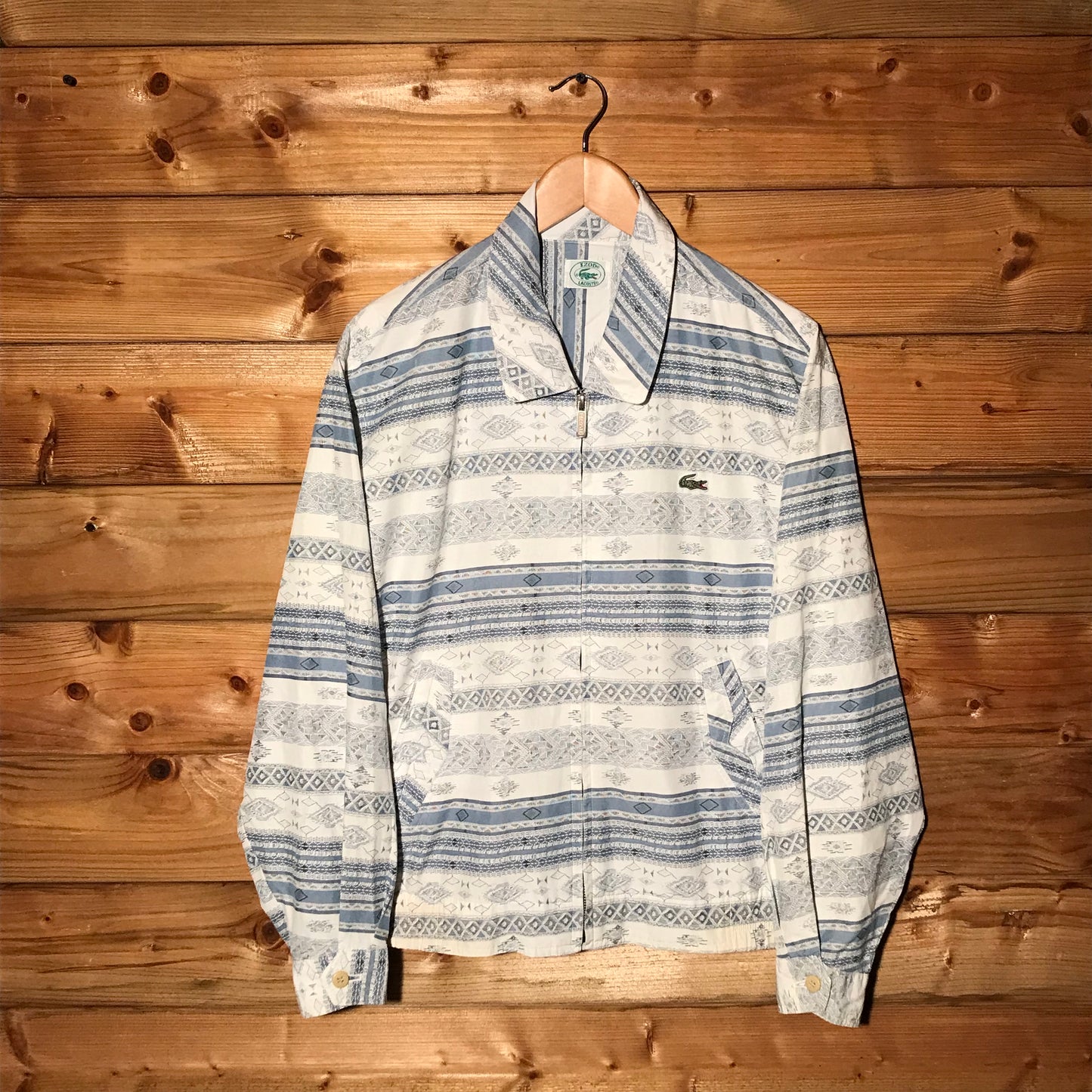 80s Lacoste Aztec Pattern AOP zip up jacket