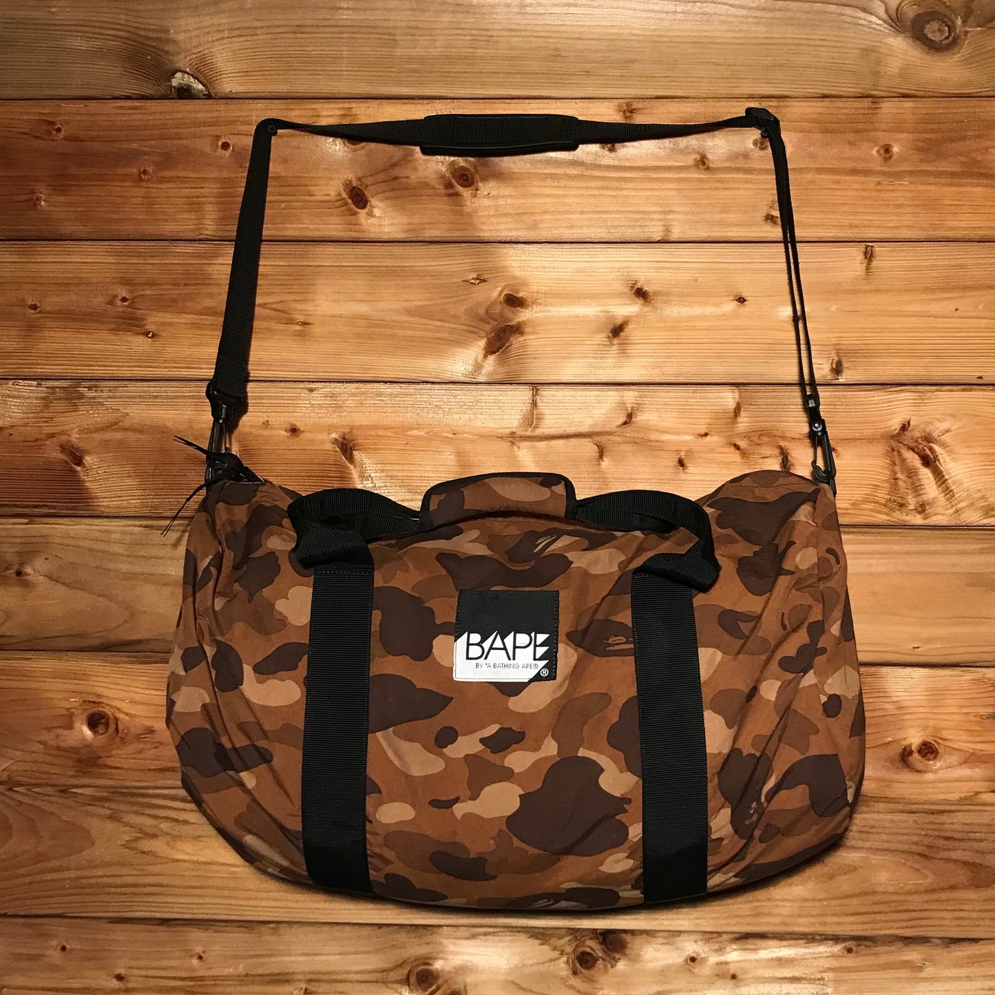 Bape, A Bathing Ape Brown Camo Medium Pack duffle bag