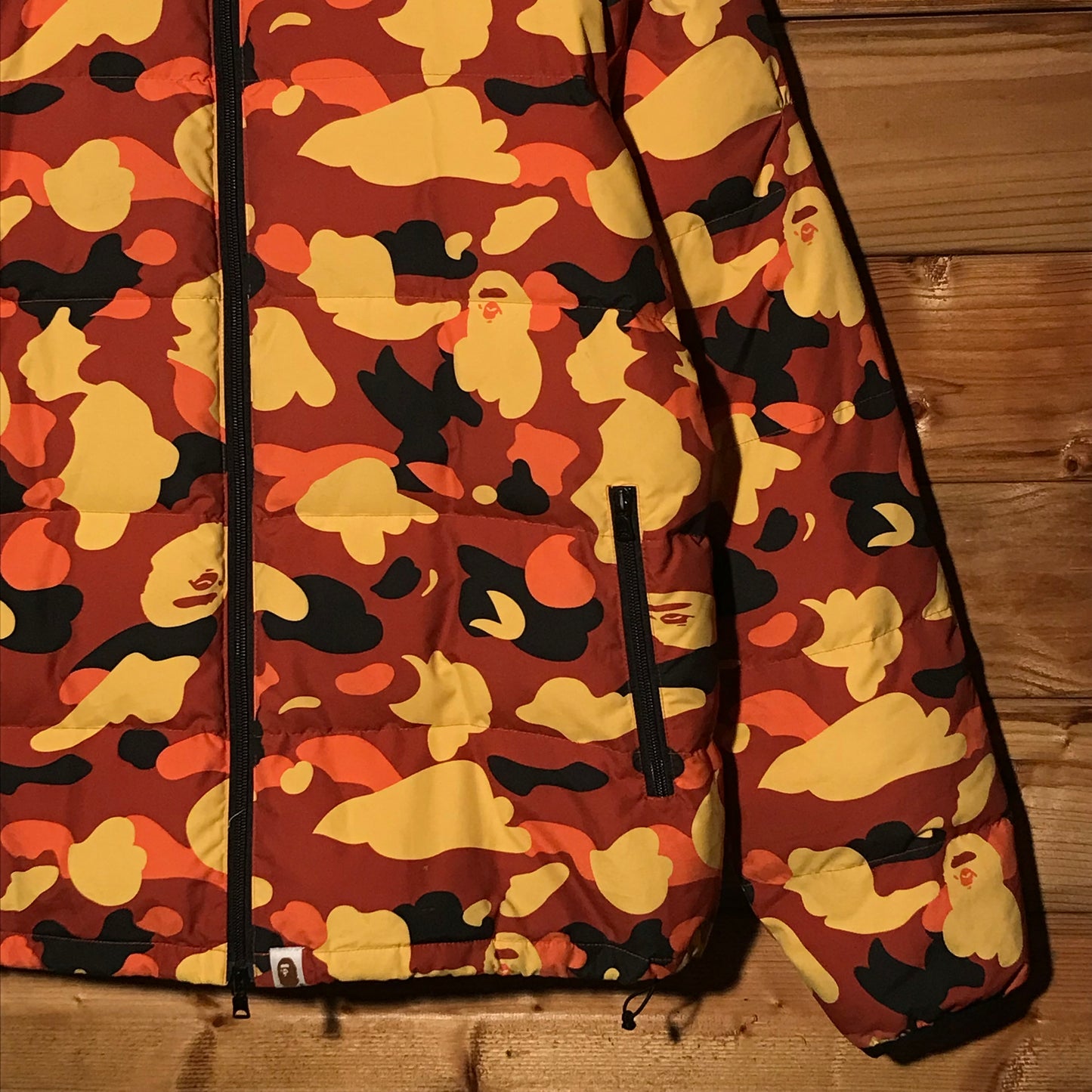 Bape, A Bathing Ape Orange Camo puffer jacket