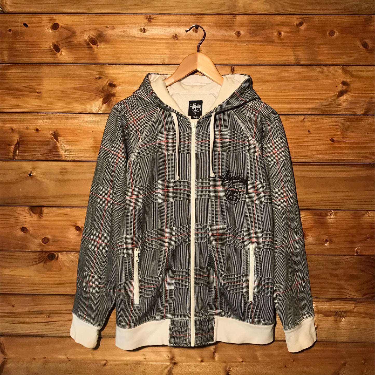 Stüssy Plaid Script zip up hoodie