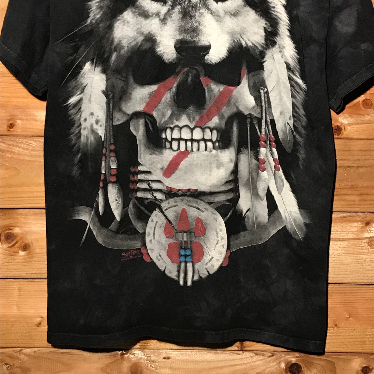 2005 Skulbone Wolf Skull t shirt