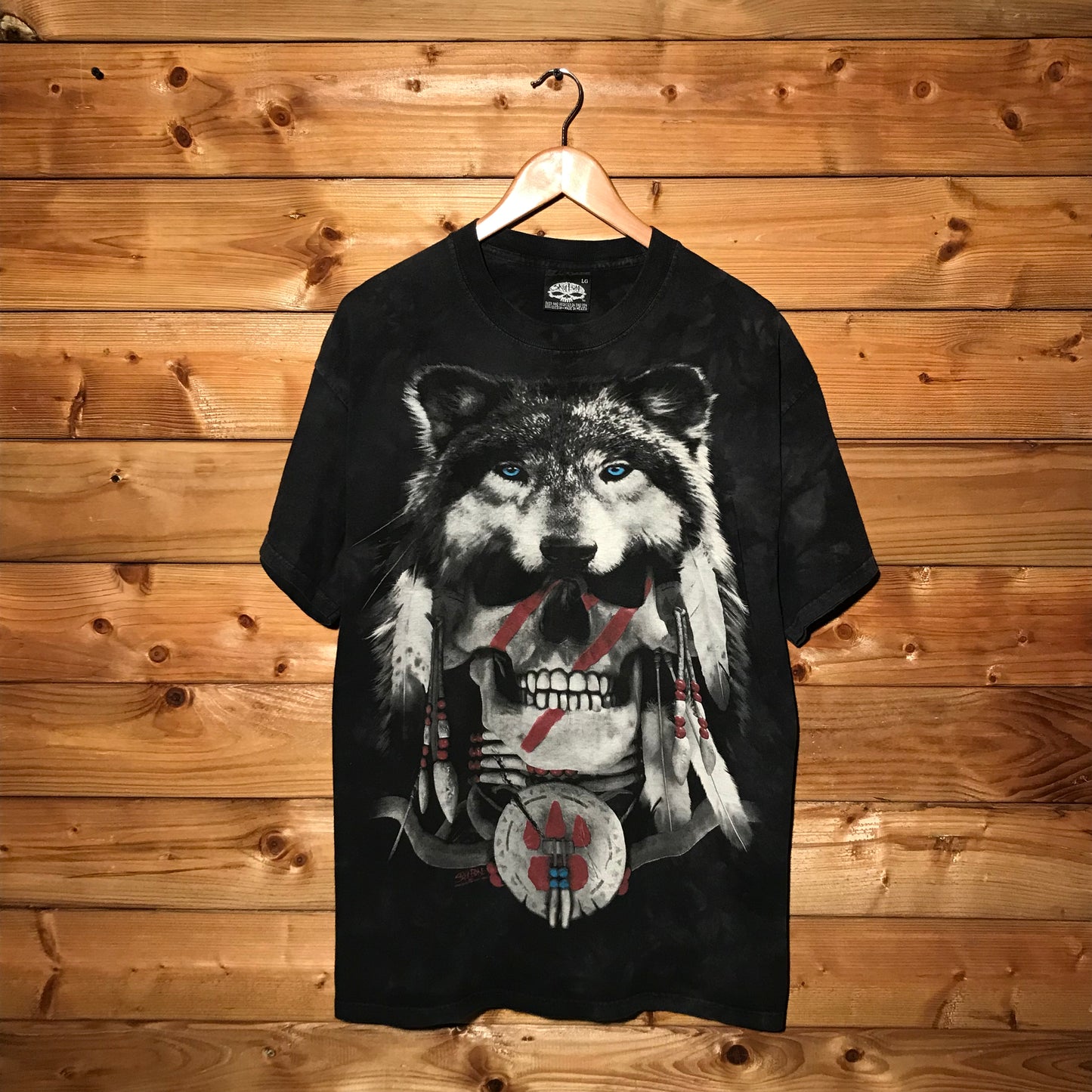 2005 Skulbone Wolf Skull t shirt