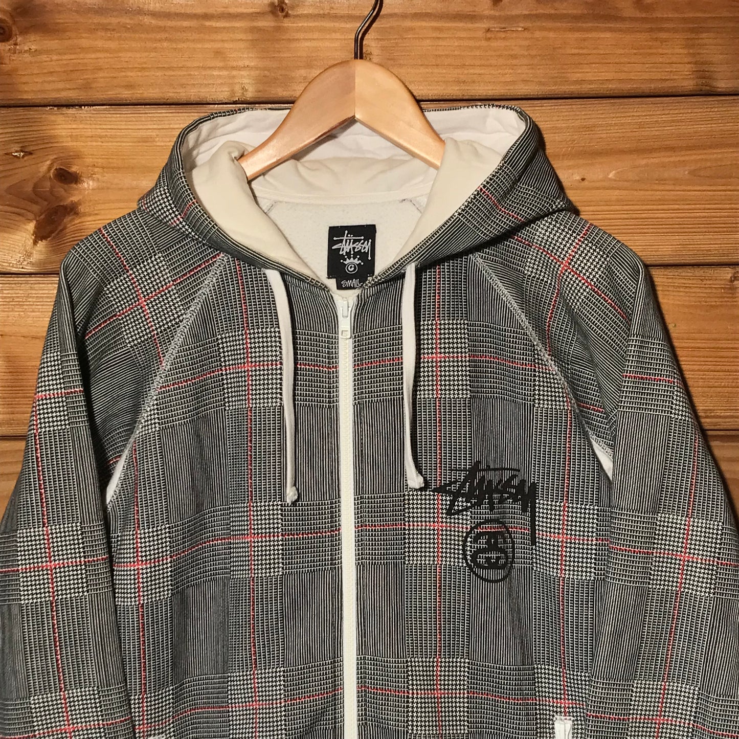 Stüssy Plaid Script zip up hoodie