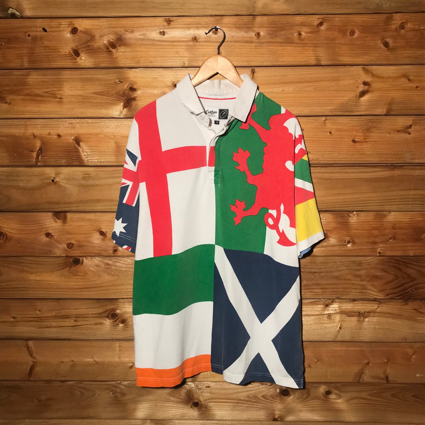 Cotton Traders Multi Flag polo t shirt