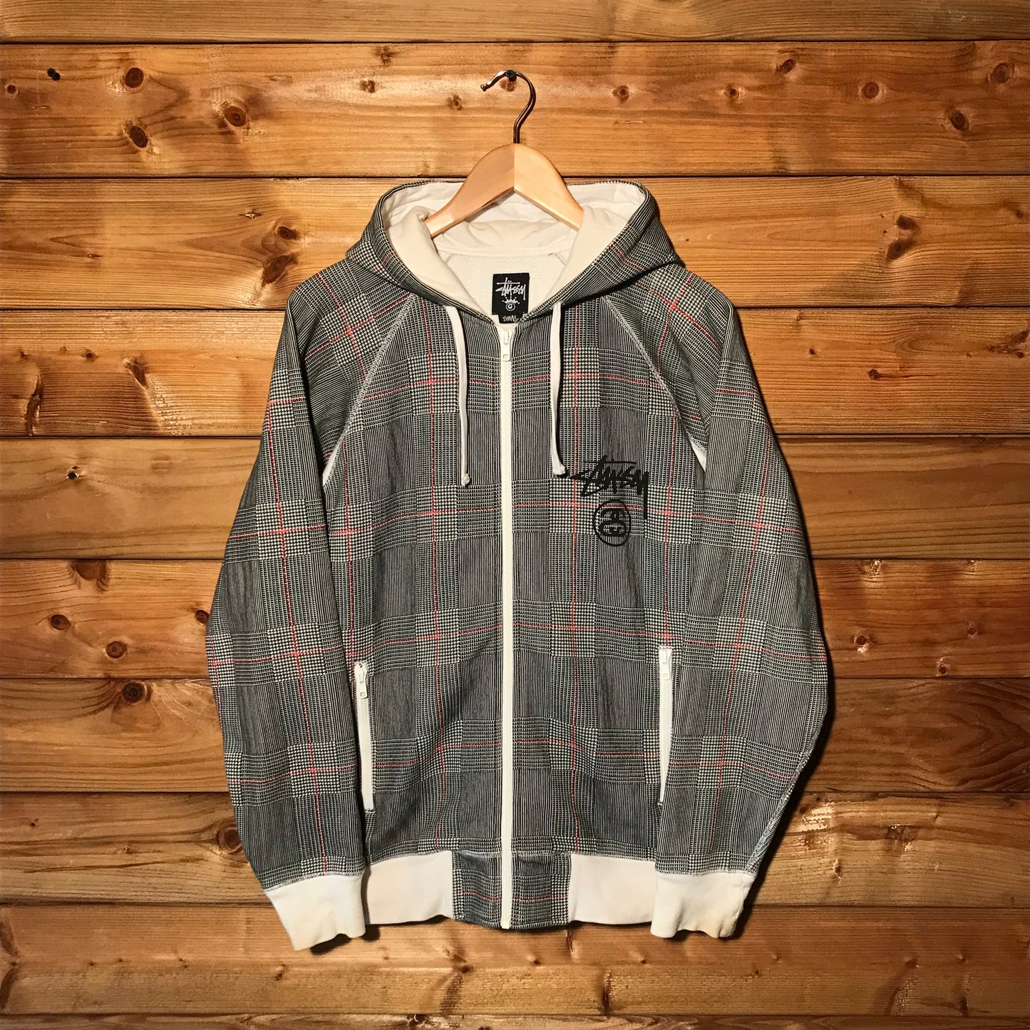 Stüssy Plaid Script zip up hoodie