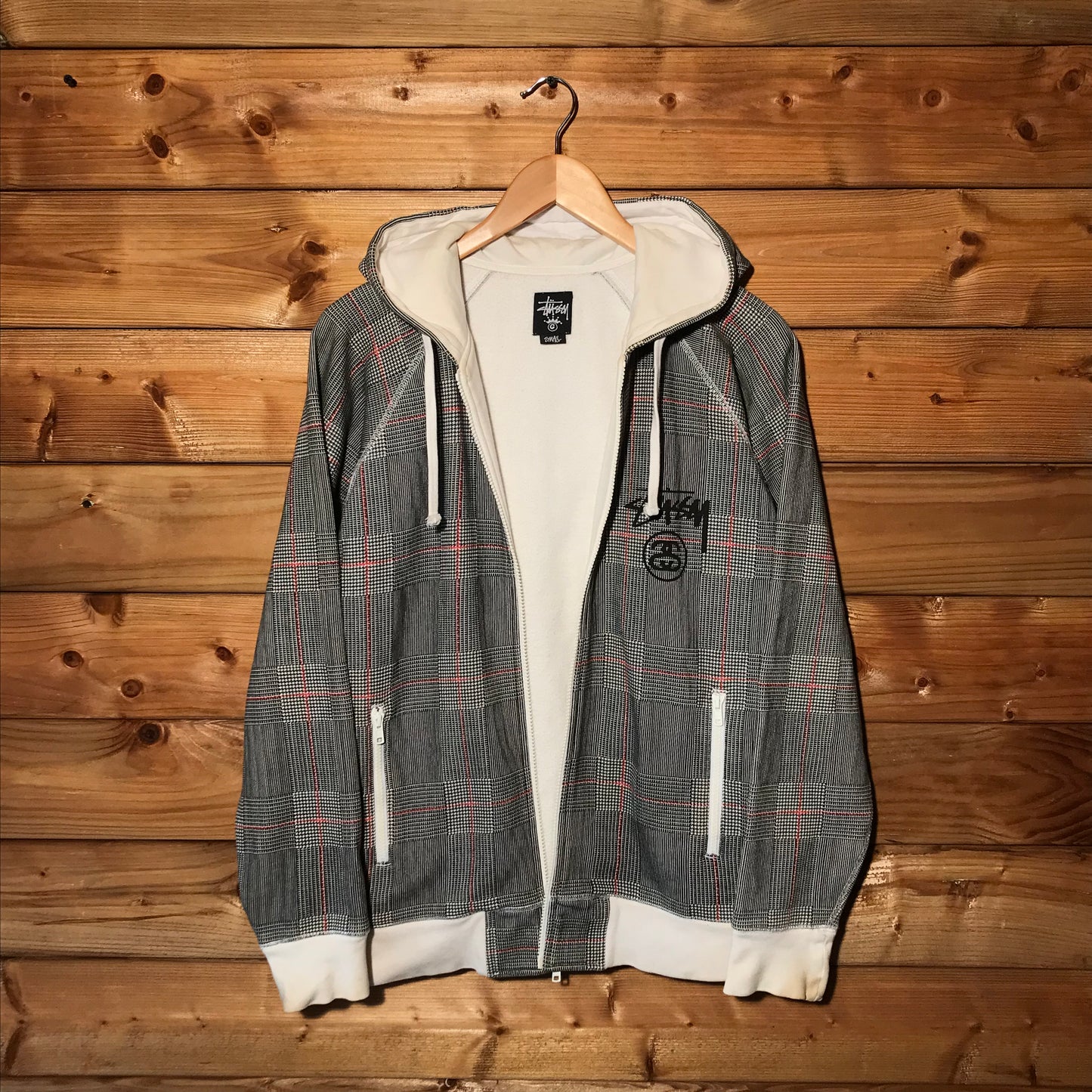 Stüssy Plaid Script zip up hoodie