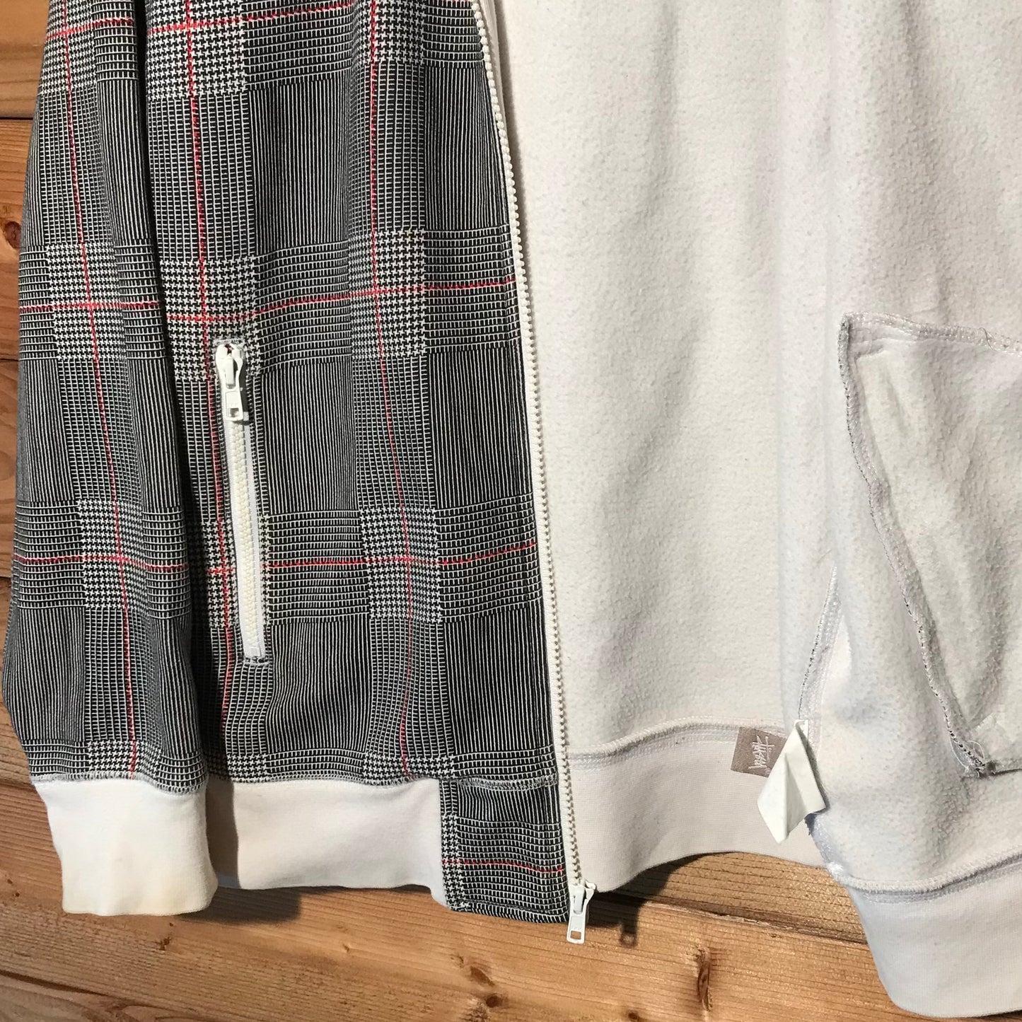 Stüssy Plaid Script zip up hoodie