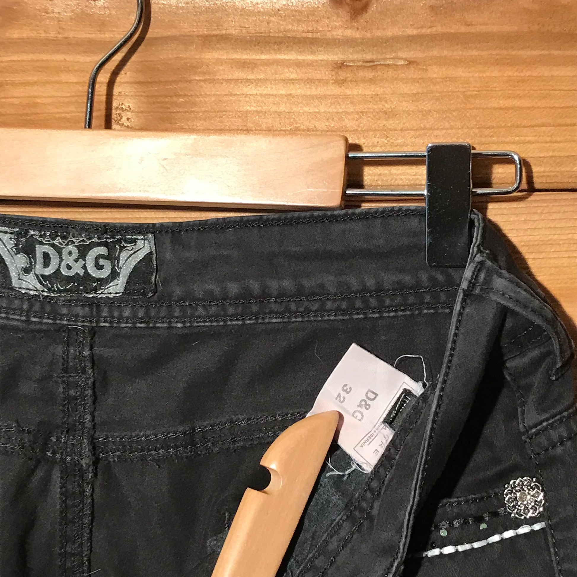 Dolce & gabbana d&g Jeans denim pants high quality Embroidery studded Double back pocket