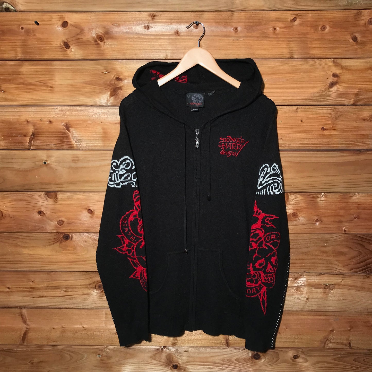 Ed Hardy Tiger lightweight knit zip up hoodie