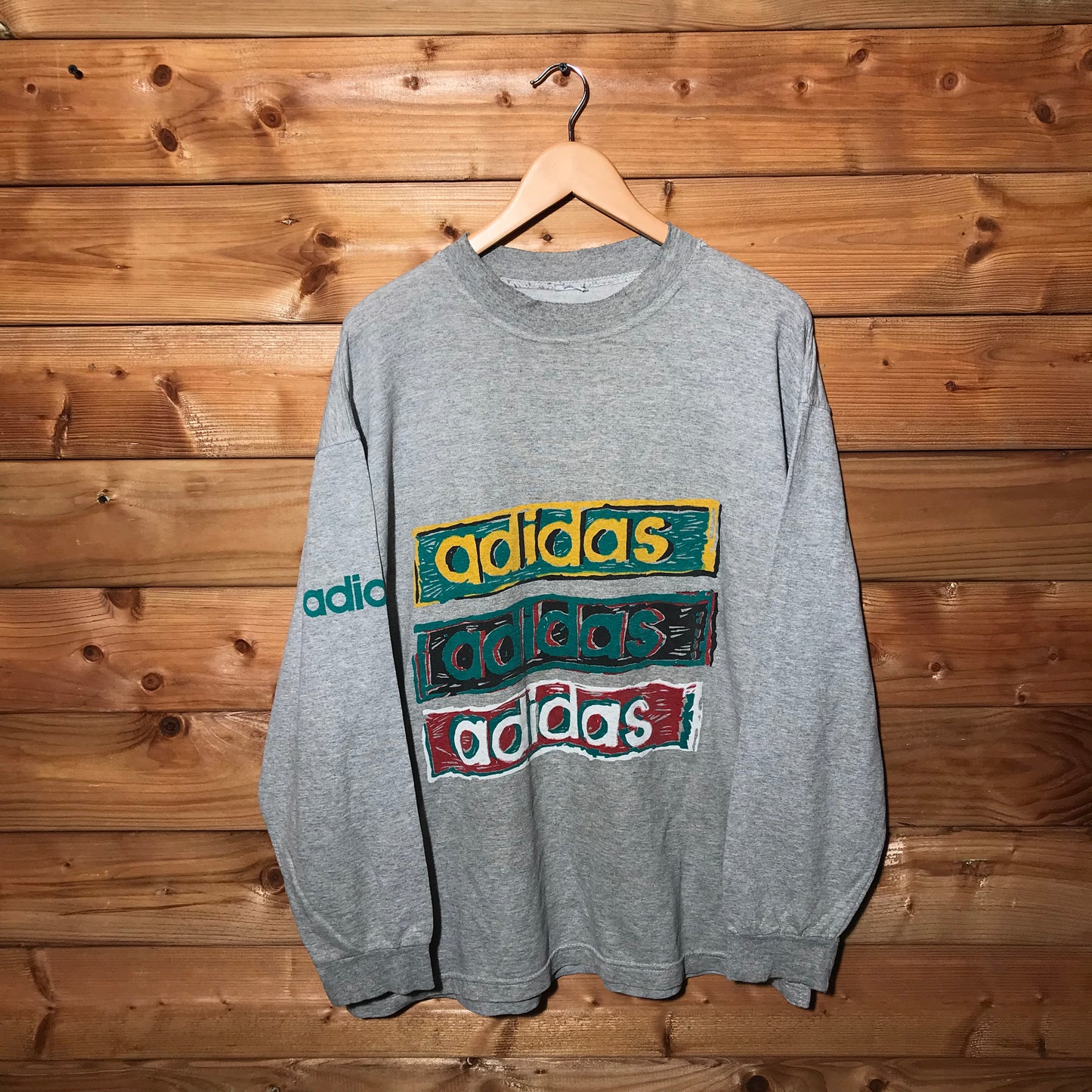 80s Adidas Three Spellout long sleeve t shirt