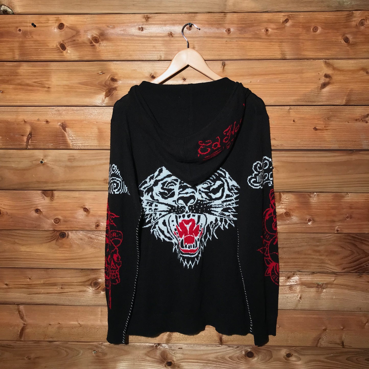 Ed Hardy Tiger lightweight knit zip up hoodie