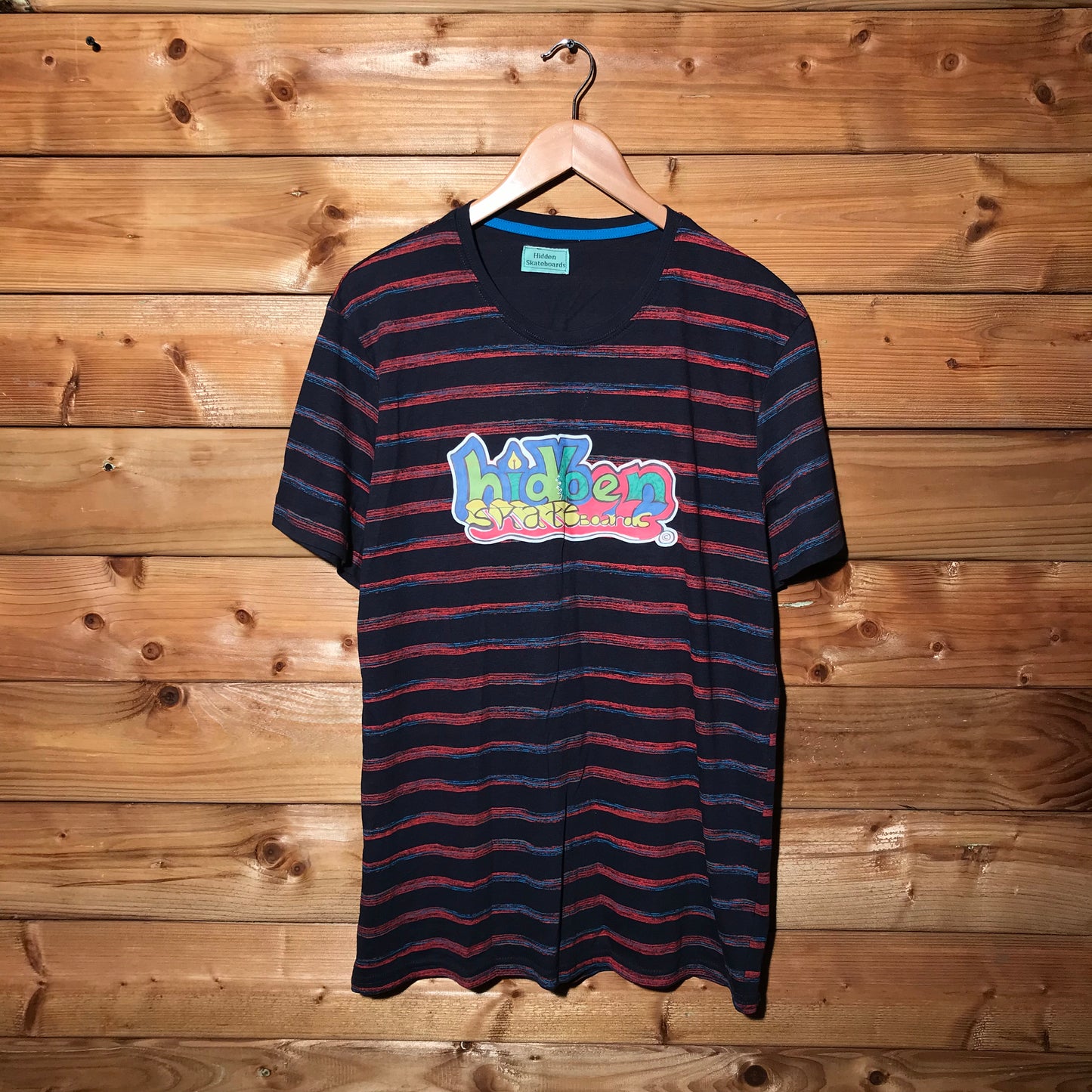 Hidden Skateboards striped t shirt