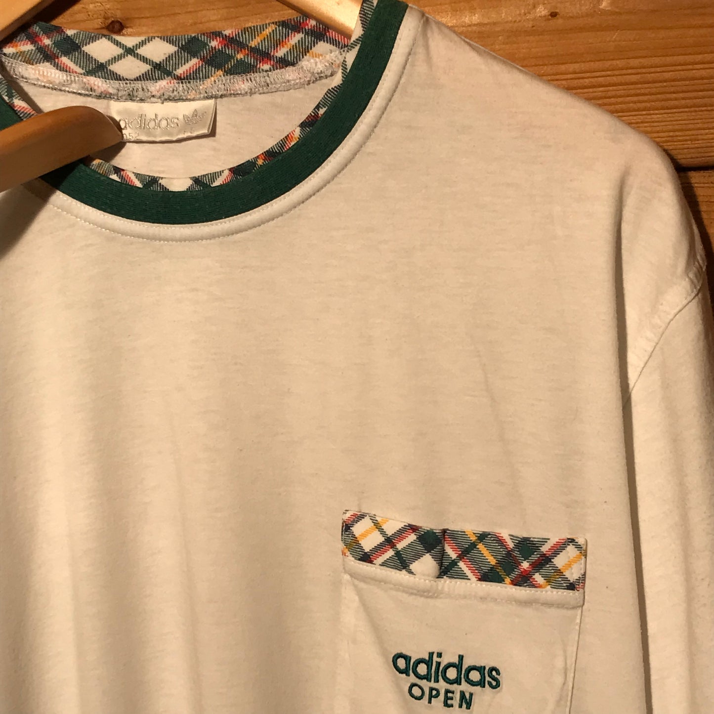 90s Adidas Open Tartan ringer t shirt